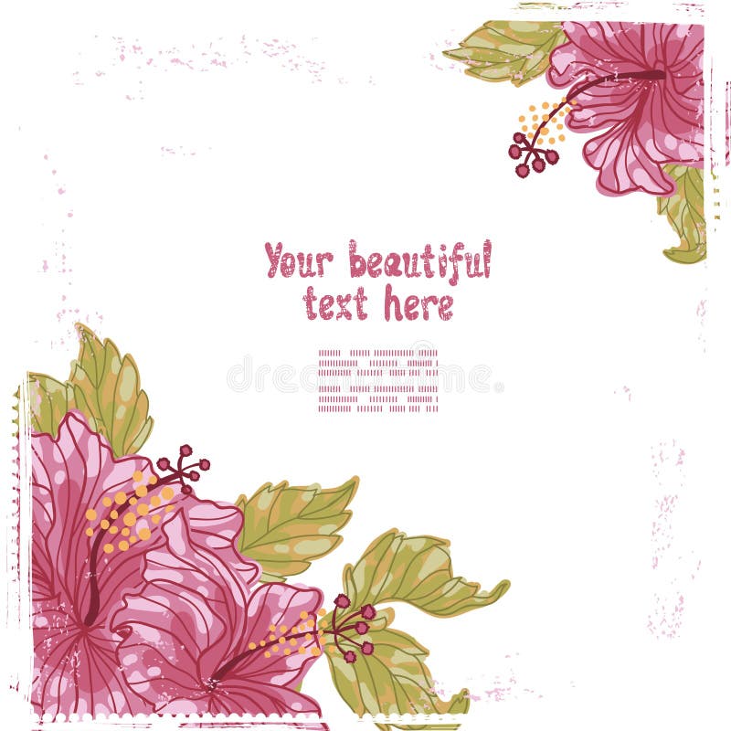 De hibiscus bloeit retro kaart vector illustratie De hibiscus bloeit retro kaart vector illustratie