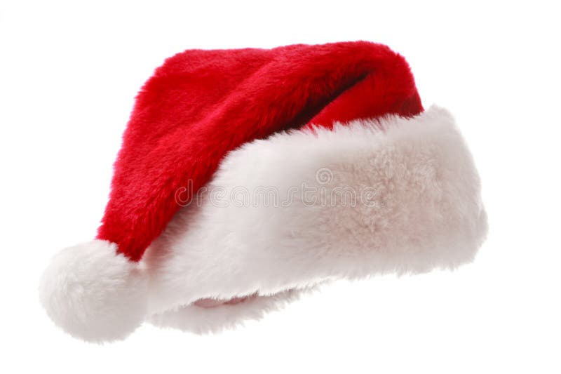 De hoed van de kerstman die op wit wordt geïsoleerds royalty-vrije stock afbeeldingen De hoed van de kerstman die op wit wordt geïsoleerds royalty-vrije stock afbeeldingen