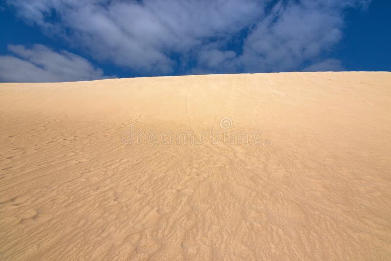 De hoge rand van de zandheuvel met blauwe hemel in de Weinig Sahara, Kangoeroe is stock foto De hoge rand van de zandheuvel met blauwe hemel in de Weinig Sahara, Kangoeroe is stock foto