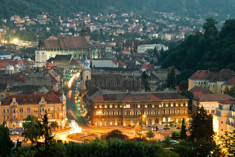 De hogere mening van Brasov royalty-vrije stock foto De hogere mening van Brasov royalty-vrije stock foto
