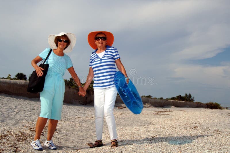 De hogere vakantie van het vriendenstrand royalty-vrije stock foto's De hogere vakantie van het vriendenstrand royalty-vrije stock foto's