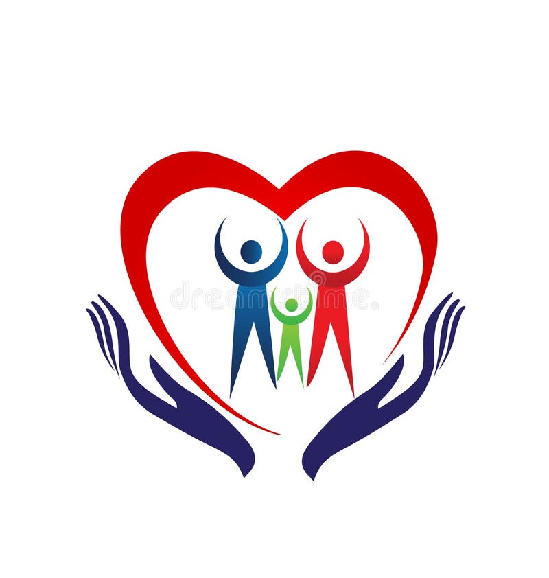 De holding van het familiehart overhandigt pictogramembleem vector illustratie De holding van het familiehart overhandigt pictogramembleem vector illustratie