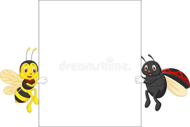 Illustration of Insect cartoon holding blank sign. Illustration of Insect cartoon holding blank sign