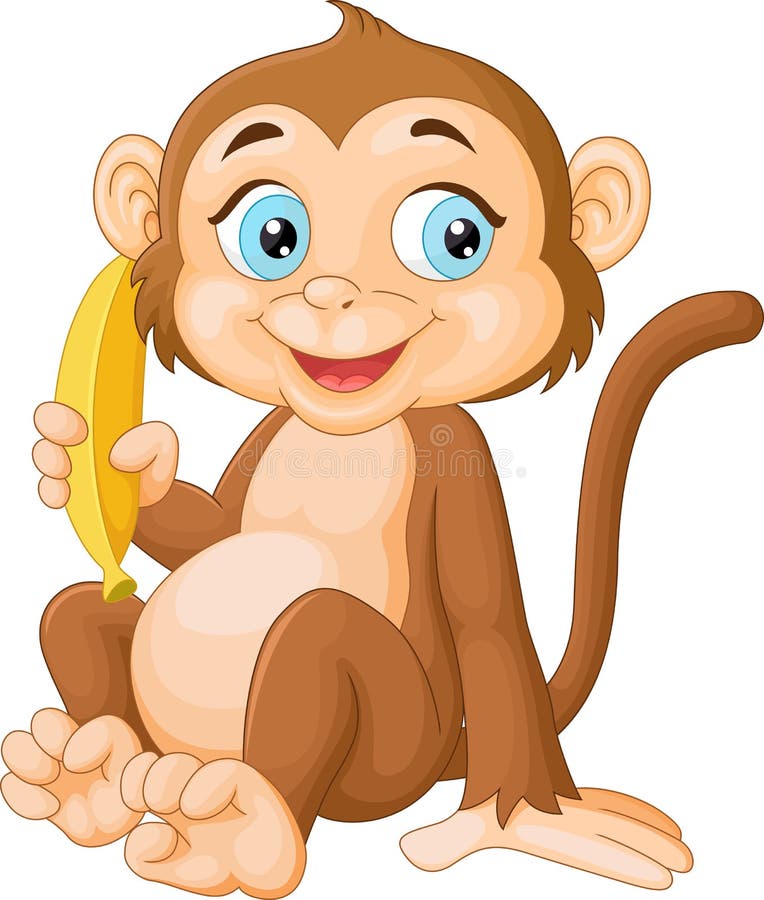 De holdingsbanaan van de beeldverhaalaap royalty-vrije illustratie De holdingsbanaan van de beeldverhaalaap royalty-vrije illustratie