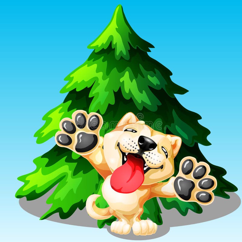 De hond en de spar van Akita Inu vector illustratie De hond en de spar van Akita Inu vector illustratie