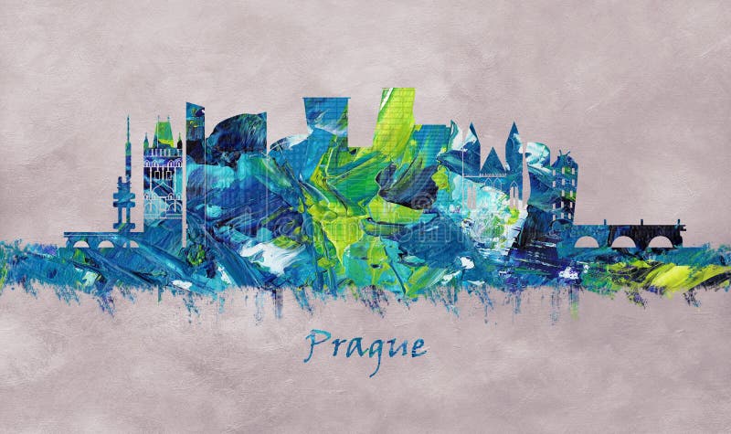 De Hoofdstad van Praag van de Tsjechische Republiek, horizon royalty-vrije illustratie De Hoofdstad van Praag van de Tsjechische Republiek, horizon royalty-vrije illustratie