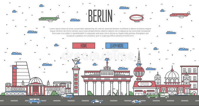 De horizon van Berlijn met nationale beroemde oriëntatiepunten vector illustratie De horizon van Berlijn met nationale beroemde oriëntatiepunten vector illustratie