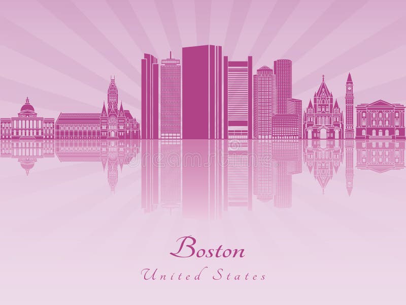 De horizon van Boston in purpere stralende orchidee royalty-vrije illustratie De horizon van Boston in purpere stralende orchidee royalty-vrije illustratie