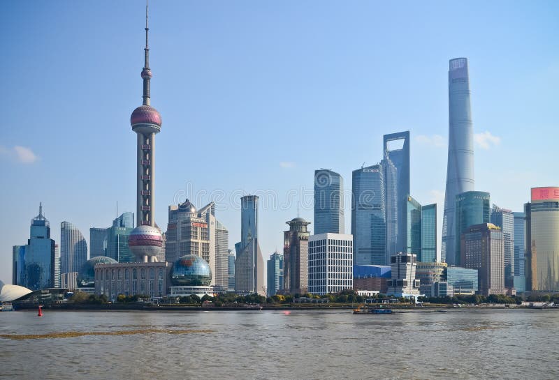 Skyline van Shanghai, China royalty-vrije stock foto's