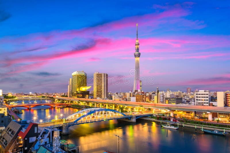 De Horizon van Tokyo, Japan Sumida stock foto's De Horizon van Tokyo, Japan Sumida stock foto's