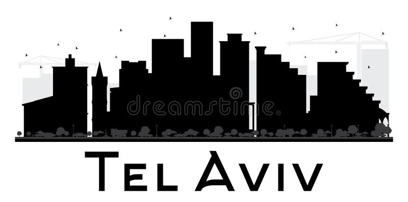 De horizon zwart-wit silhouet van tel. Aviv City vector illustratie De horizon zwart-wit silhouet van tel. Aviv City vector illustratie