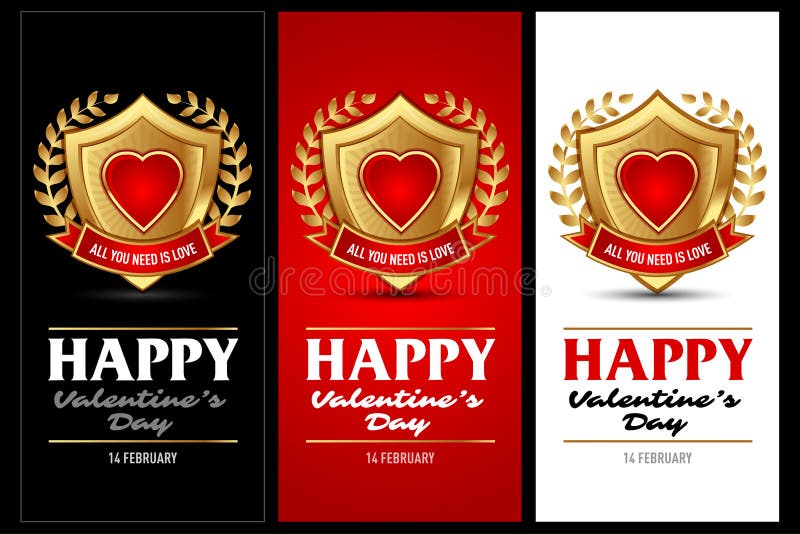 De horizontale Gelukkige die Kaarten van de de Daggroet van Valentine ` s op zwarte, rode en witte achtergrond, geïsoleerde illus stock illustratie De horizontale Gelukkige die Kaarten van de de Daggroet van Valentine ` s op zwarte, rode en witte achtergrond, geïsoleerde illus stock illustratie
