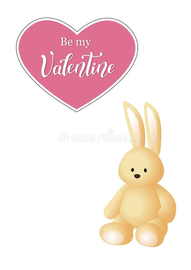 De illustratie met kalligrafie het van letters voorzien van is mijn Valentine op roze hart en een zacht stuk speelgoed van vanill