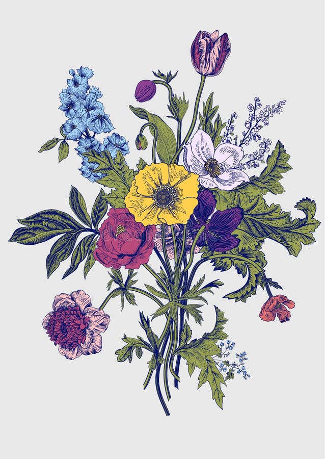 De illustratie van bloemen Elegantieboeket