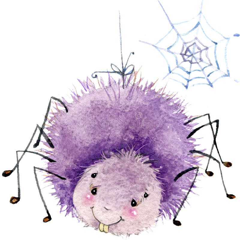 Cartoon insect spider watercolor illustration. Cartoon insect spider watercolor illustration.