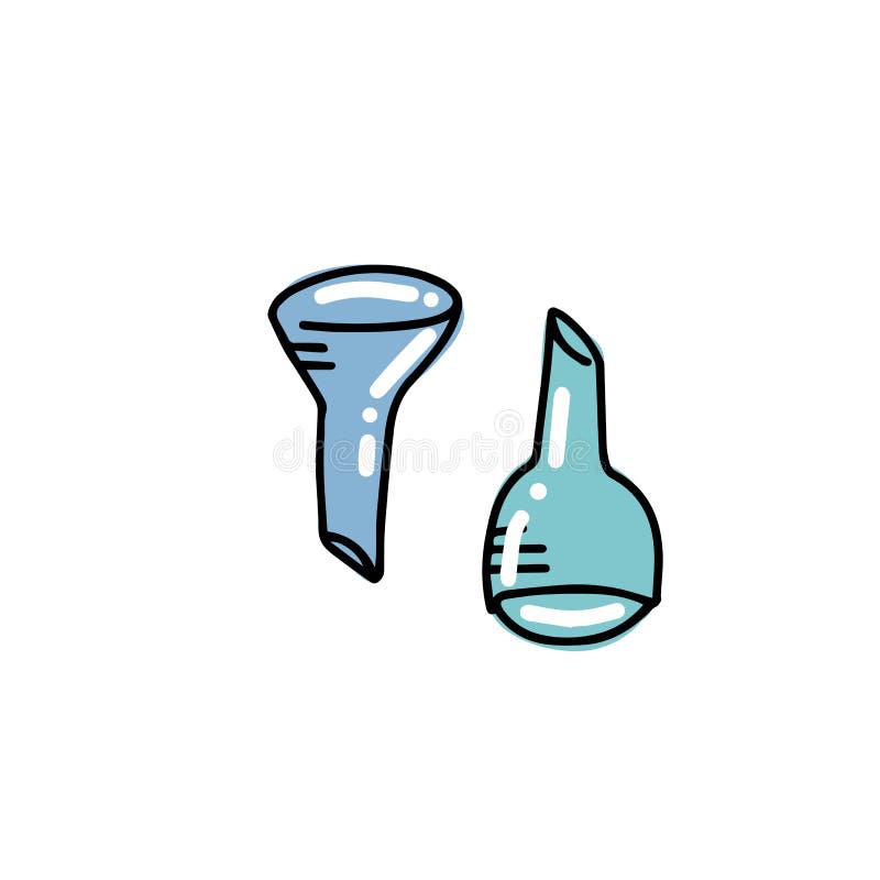 De illustratie van het twee trechterspictogram Chemisch materiaal in vlakke kleur geschetste hand getrokken kinderachtige krabbel royalty-vrije illustratie De illustratie van het twee trechterspictogram Chemisch materiaal in vlakke kleur geschetste hand getrokken kinderachtige krabbel royalty-vrije illustratie