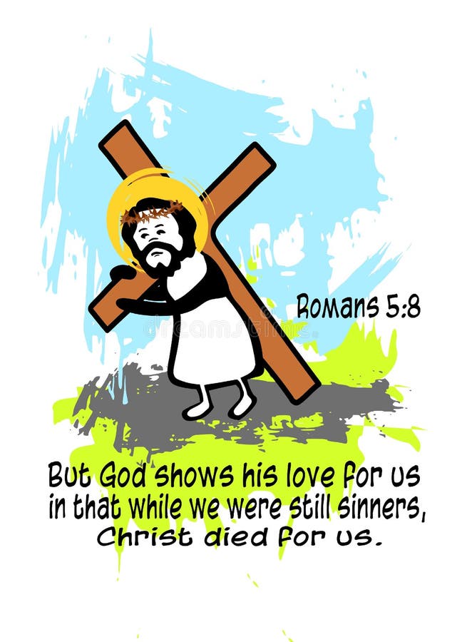 De illustratie van Jesus Christ draagt het dwarsromeinen5:8 vector illustratie De illustratie van Jesus Christ draagt het dwarsromeinen5:8 vector illustratie