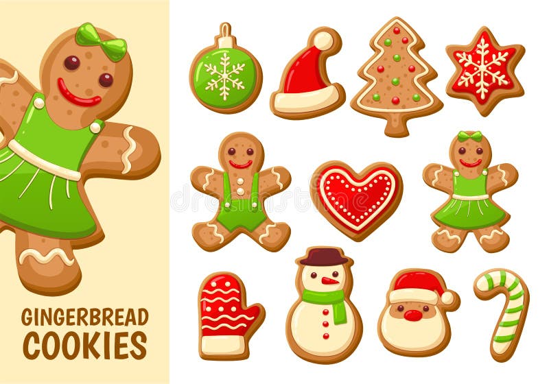 Koekjescollectie van gemberkoek. Set 2 vector illustratie