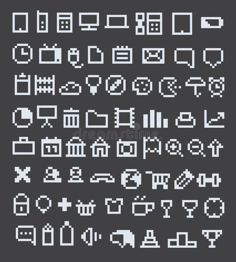 Pixel web-iconcollectie stock illustratie