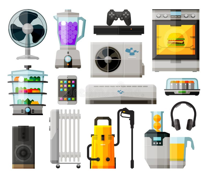 De inzameling van huishoudapparatenpictogrammen Vector stock illustratie De inzameling van huishoudapparatenpictogrammen Vector stock illustratie