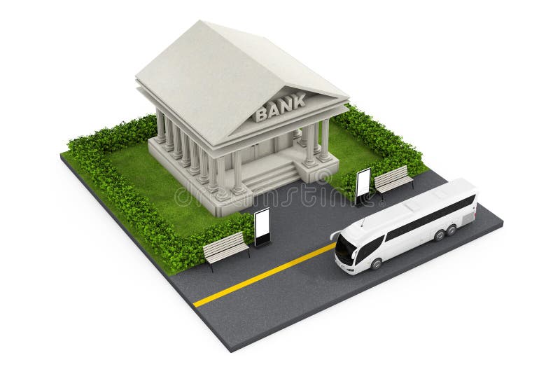 De isometrische Bouw van Bankfinanciën in Stad het 3d teruggeven vector illustratie De isometrische Bouw van Bankfinanciën in Stad het 3d teruggeven vector illustratie