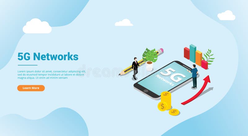 De isometrische nieuwe Internet snelheid van 5g snel super voor de banner van het websitemalplaatje of landende homepage - vector royalty-vrije illustratie De isometrische nieuwe Internet snelheid van 5g snel super voor de banner van het websitemalplaatje of landende homepage - vector royalty-vrije illustratie