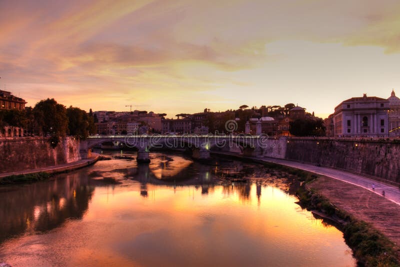 The Italian river, Tiber, near Vatican. The Italian river, Tiber, near Vatican