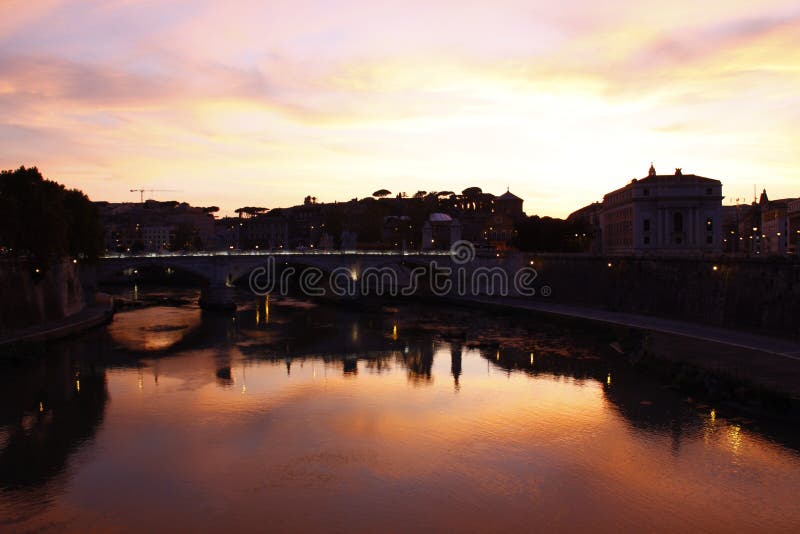 The Italian river, Tiber, near Vatican. The Italian river, Tiber, near Vatican