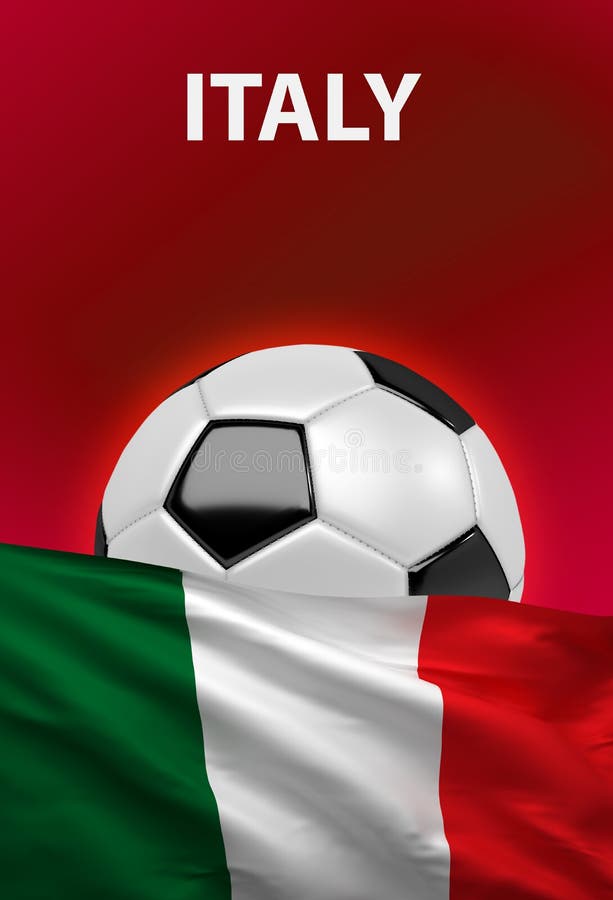 De Italiaanse vlag, het voetbalbal van Italië, 3D voetbal, geeft terug royalty-vrije illustratie De Italiaanse vlag, het voetbalbal van Italië, 3D voetbal, geeft terug royalty-vrije illustratie