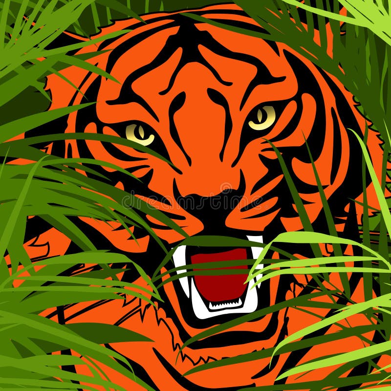 De jacht van de tijger in wildernis vector illustratie De jacht van de tijger in wildernis vector illustratie