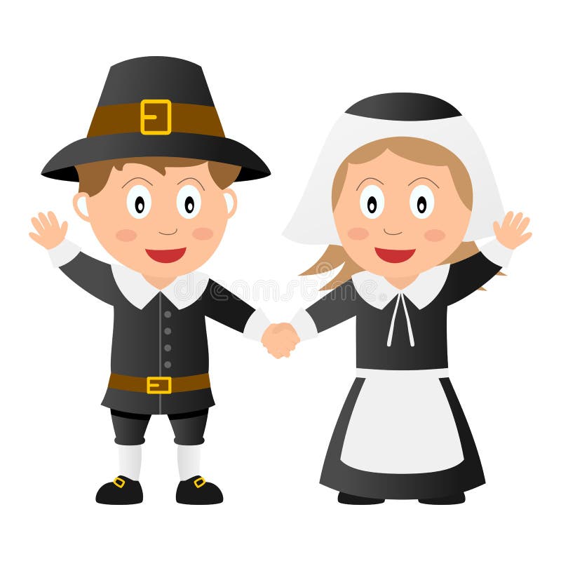 De Jonge geitjes van de Pelgrim van de dankzegging vector illustratie De Jonge geitjes van de Pelgrim van de dankzegging vector illustratie