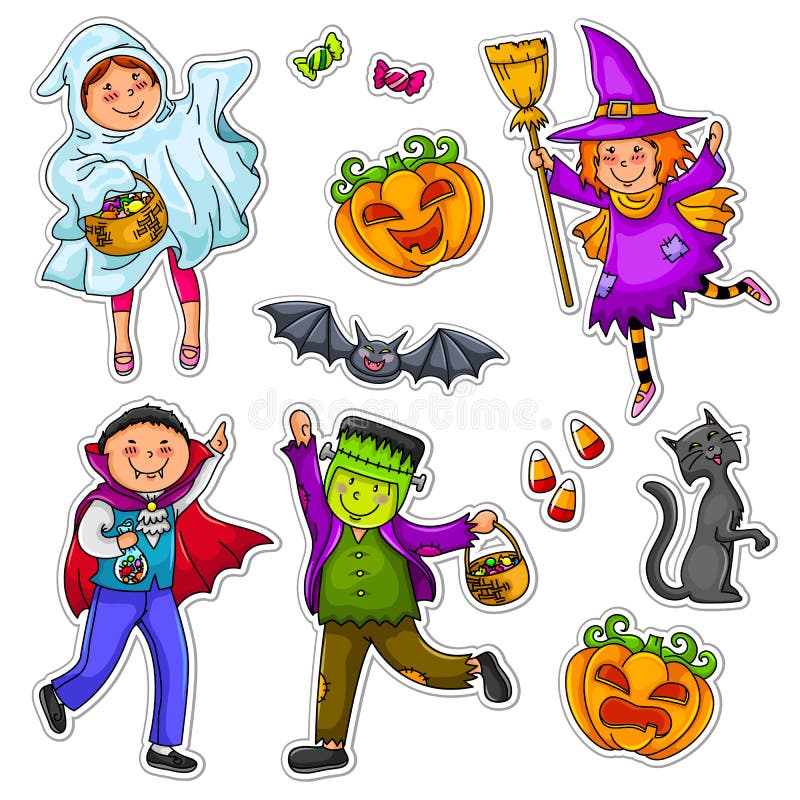 De jonge geitjes van Halloween vector illustratie De jonge geitjes van Halloween vector illustratie