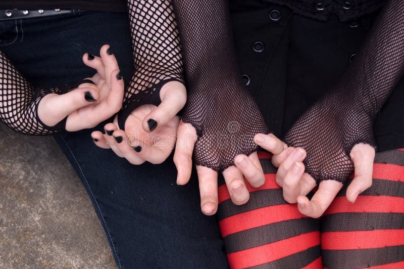 Emo-handen, close-up stock foto