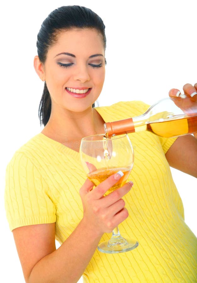 De jonge Gietende Wijn van het Meisje stock foto's