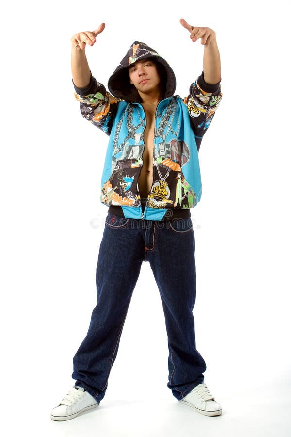 Photo of the boy in rapper clothes. Photo of the boy in rapper clothes