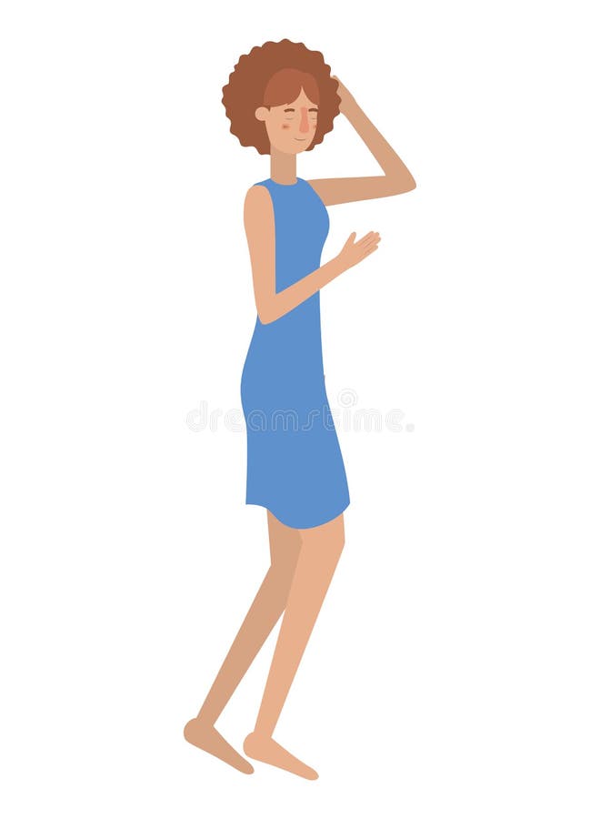 Jonge vrouw met avatar-personage in slaaphouding royalty-vrije illustratie