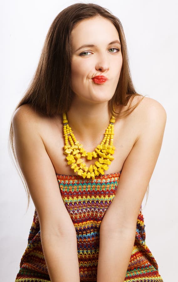 De jonge vrouw van de schoonheid in emotietwijfel stock afbeelding