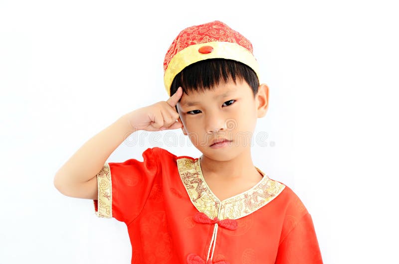 De Jongen Van China Traditioneel Chinees Rood Tang-kostuum Stock Afbeelding - Image of oostelijk: