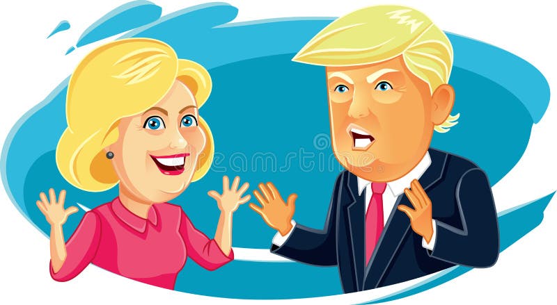 30 de julho de 2016 ilustração do caráter da caricatura de Hillary Clinton e de Donald Trump