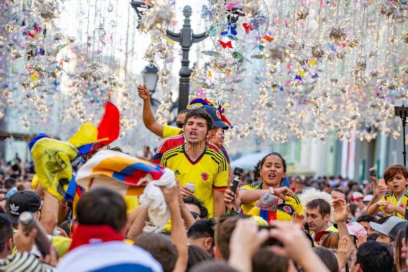 16 de junio de 2018 Mundial 2018, fanáticos del fútbol en las calles de M fotos de archivo 16 de junio de 2018 Mundial 2018, fanáticos del fútbol en las calles de M fotos de archivo