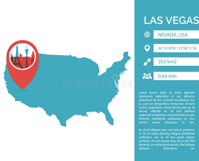 De kaart infographic vector geïsoleerde illustratie van Las Vegas vector illustratie De kaart infographic vector geïsoleerde illustratie van Las Vegas vector illustratie