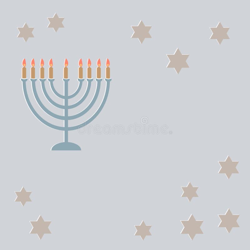 De Kaart van de Chanoekagroet met Lamp en een zes-Gerichte Ster stock illustratie De Kaart van de Chanoekagroet met Lamp en een zes-Gerichte Ster stock illustratie