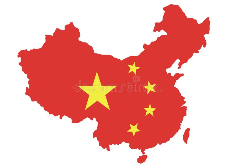 Kaart van China en nationale vlag vector illustratie