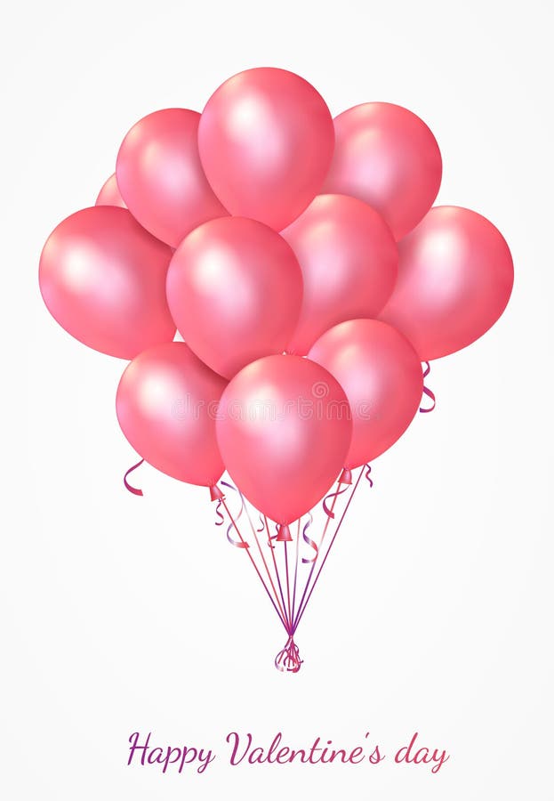 De kaart van de de daggroet van gelukkig Valentine met roze ballons vector illustratie De kaart van de de daggroet van gelukkig Valentine met roze ballons vector illustratie
