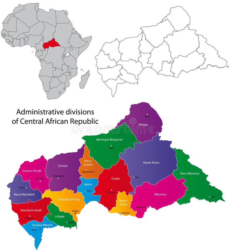 De kaart van de Centraalafrikaanse Republiek