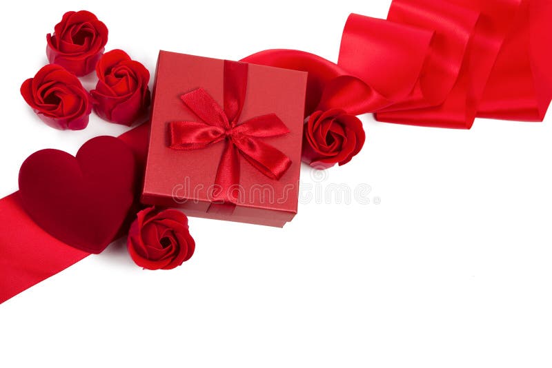 De Kaart van de Dag van de valentijnskaart met Giften stock afbeelding De Kaart van de Dag van de valentijnskaart met Giften stock afbeelding