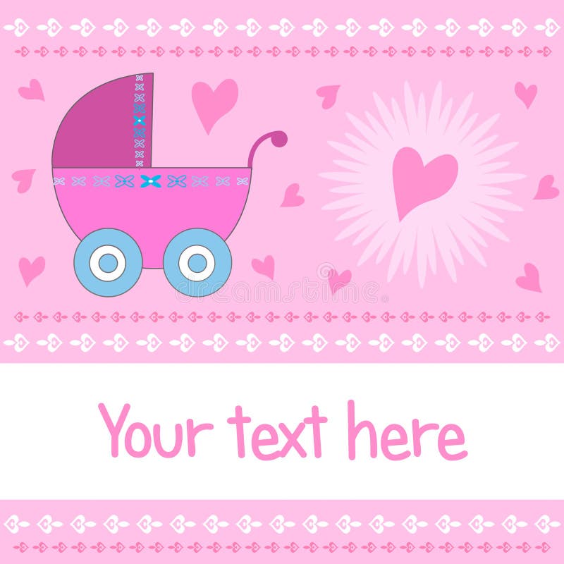 De kaart van de het meisjesaankomst van de baby vector illustratie De kaart van de het meisjesaankomst van de baby vector illustratie