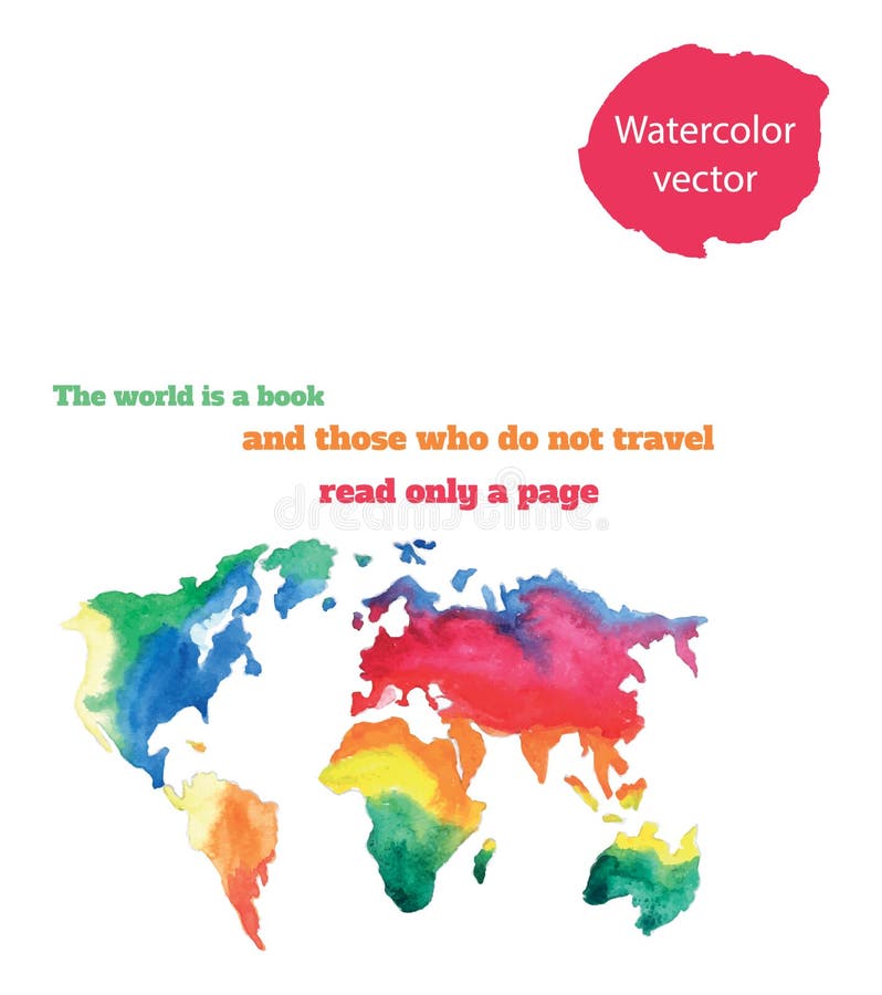 De kaart van de Varicolored watercolour wereld stock illustratie De kaart van de Varicolored watercolour wereld stock illustratie