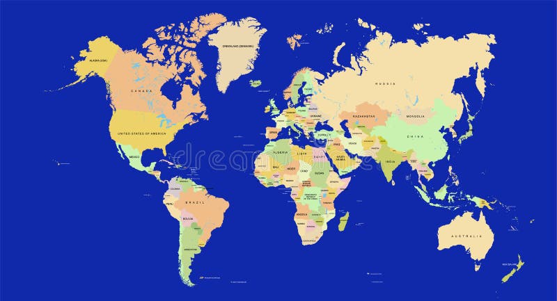 De kaart van de wereld in detail