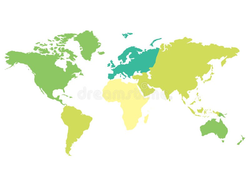 De kaart van de wereld - kleurrijke continenten